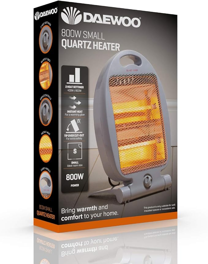 Halogen Heater 800W Small Quartz |Grey Black