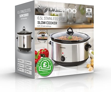 Stainless Steel Slow Cooker | 6.5 Litre | 3 Heat Settings